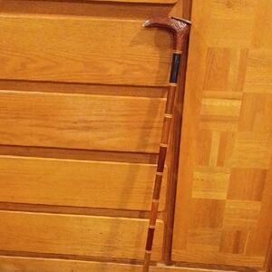 Wooden Walking Cane with Carved Handle